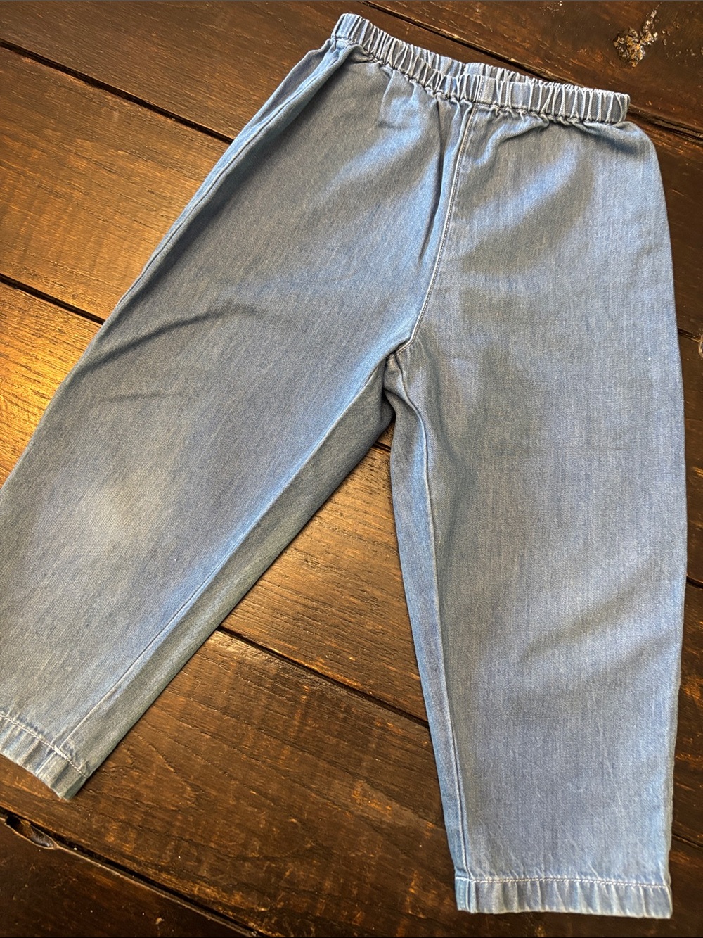 Petit Bateau Men's Light Wash Relaxed Elastic Waist Jeans